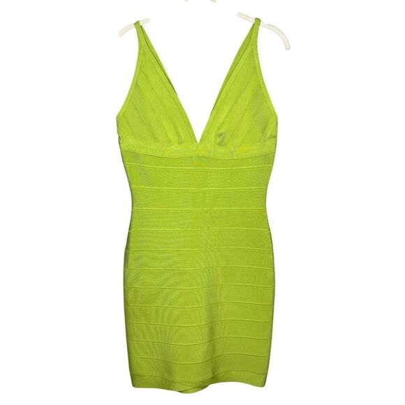 Herve Ledger Bandage Dress Size Large Lauren Lime Green $880 - Picture 1 of 13